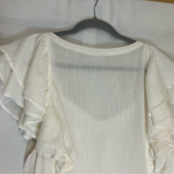 GAP Peasant Cottagecore Ruffle V-neck Pintuck Blouse Women Size Large Boho NWOT - Picture 8 of 9